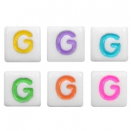 Perles acryliques alphabet lettre G multicolore-blanc