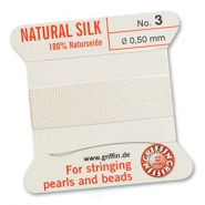 Griffin bead cord natural silk &Oslash;0.5mm Blanc