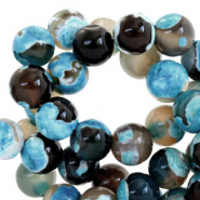 Pierres naturelles Agate 8mm Bleu oc&eacute;an fonc&eacute;