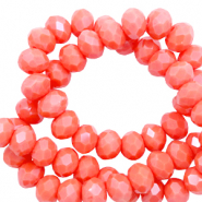 Perles &agrave; facettes 3x4mm disque Rouge corail-pearl shine coating