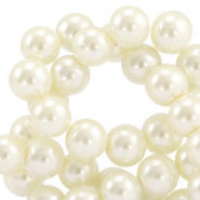 Perles en verre cirées 4mm Top Quality Blanc cassé