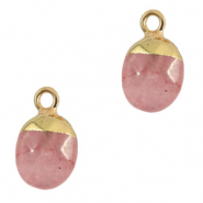 Pierres naturelles pendentifs Quartz Rose pigeon fruit-doré