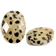 Pierres naturelles perles Jaspe Dalmatien facettes ovale Greige