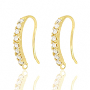 M&eacute;tal TQ laiton boucles d'oreilles strass Dor&eacute;