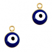 Breloques en m&eacute;tal Basic Quality 6mm Oeil porte-bonheur Dor&eacute;-bleu