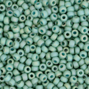 Perles de rocailles Miyuki 11/0 Opaque glazed frosted rainbow celadon green 11-4701