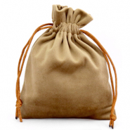 Sachet &agrave; bijoux en velours Marron