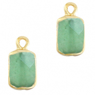 Pierres naturelles pendentifs rectangle Vert oc&eacute;an-dor&eacute;