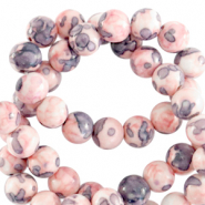 Pierres naturelles 6mm rond Rose clair-bleu