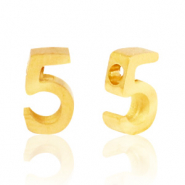 Perles en acier Inox chiffre 5 Doré
