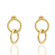 Boucles d'oreilles puces en acier inox anneaux Doré