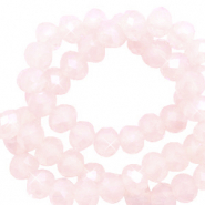 Perles &agrave; facettes 4x3mm disque Heishi Rose doux opale-pearl shine coating
