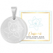 Mix & Match breloques en acier Inox 15mm Fleur de naissance Mars - Jonquille Argent&eacute;