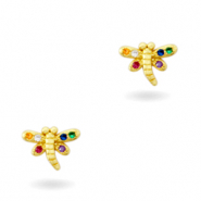 &Eacute;l&eacute;ments en laiton et zirconium arc-en-ciel libellule Dor&eacute;