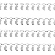 Appr&ecirc;ts en acier Inox cha&icirc;ne maille jaseron lune Argent&eacute;