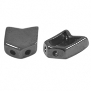 Perles en m&eacute;tal DQ duo beads fl&egrave;che Argent&eacute; anthracite (sans nickel)