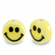 Perles en c&eacute;ramique 8mm smiley Jaune