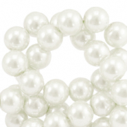 Perles en verre cirées 8mm Blanc cassé