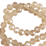 Perles à facettes 4x3mm disque Heishi Beige latte-pearl shine coating