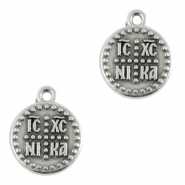 Breloques en m&eacute;tal DQ "ICXC NIKA" 15mm Argent&eacute; antique (sans nickel)