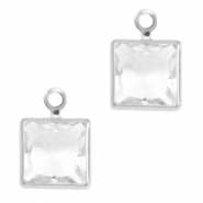 Pendentifs en verre Crystal Glass carré Cristal-argenté