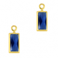 Pendentifs en verre Crystal Glass rectangle Bleu royale-doré