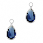 Pendentifs en verre Crystal Glass goutte Bleu royale-argenté
