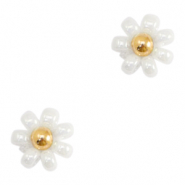 Perles Miyuki fleur 8mm Blanc-dor&eacute;