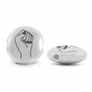 Perles en métal DQ poing Argenté antique (sans nickel)