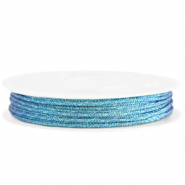 Fil macram&eacute; tress&eacute; 1mm Bleu azure m&eacute;tallique