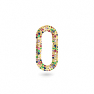 Connecteur arc-en-ciel en Zirconium oval Dor&eacute;