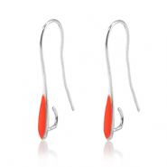 Appr&ecirc;ts en m&eacute;tal DQ boucles d'oreilles Argent&eacute; antique-rouge (sans nickel)