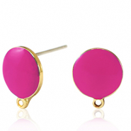 Appr&ecirc;ts en m&eacute;tal DQ puce d'oreille Dor&eacute;-rose fuchsia n&eacute;on (sans nickel)