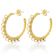 Boucles d'oreilles en acier Inox créoles 30mm Doré-blanc