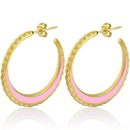 Boucles d'oreilles en acier Inox créoles 30mm Doré-rose clair
