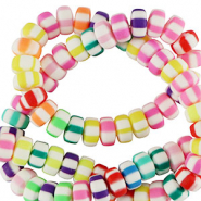 Perles en polym&egrave;re rondelles 7mm Multicolore ray&eacute;es