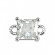 Connecteurs en verre Crystal Glass carr&eacute; Cristal-argent&eacute;