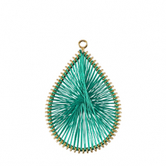 Pendentifs au crochet avec fil macram&eacute; goutte Dor&eacute;-vert cabane