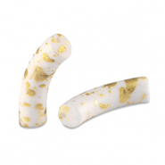 Perles acryliques tube mat Blanc-dor&eacute;