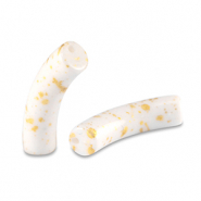 Perles acryliques tube brillante Blanc-dor&eacute;