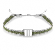 Bracelets tendance ruban avec connecteur acier inox Vert-argent&eacute;