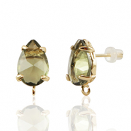 Boucles d’oreilles / puces d’oreilles en verre Crystal Glass avec anneau goutte Marron-doré