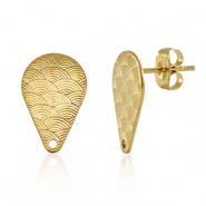 Appr&ecirc;ts en acier Inox boucles d'oreilles / puces d&rsquo;oreilles goutte avec anneau Dor&eacute;