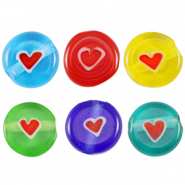 Perles Millefiori disc c&oelig;ur 8mm Multicolore