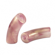 Perles tubes acryliques brillante Rose vintage dor&eacute;