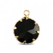 Pendentifs en verre Crystal Glass 13mm Noir jais-doré