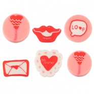 Perles en polym&egrave;re love Rose-blanc rouge