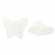 Perles en verre papillon Blanc laiteux