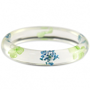 Bracelets tendance avec fleurs s&eacute;ch&eacute;es Vert bleu
