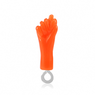 Pendentifs en r&eacute;sine "Mano Fico" Orange n&eacute;on-argent&eacute;